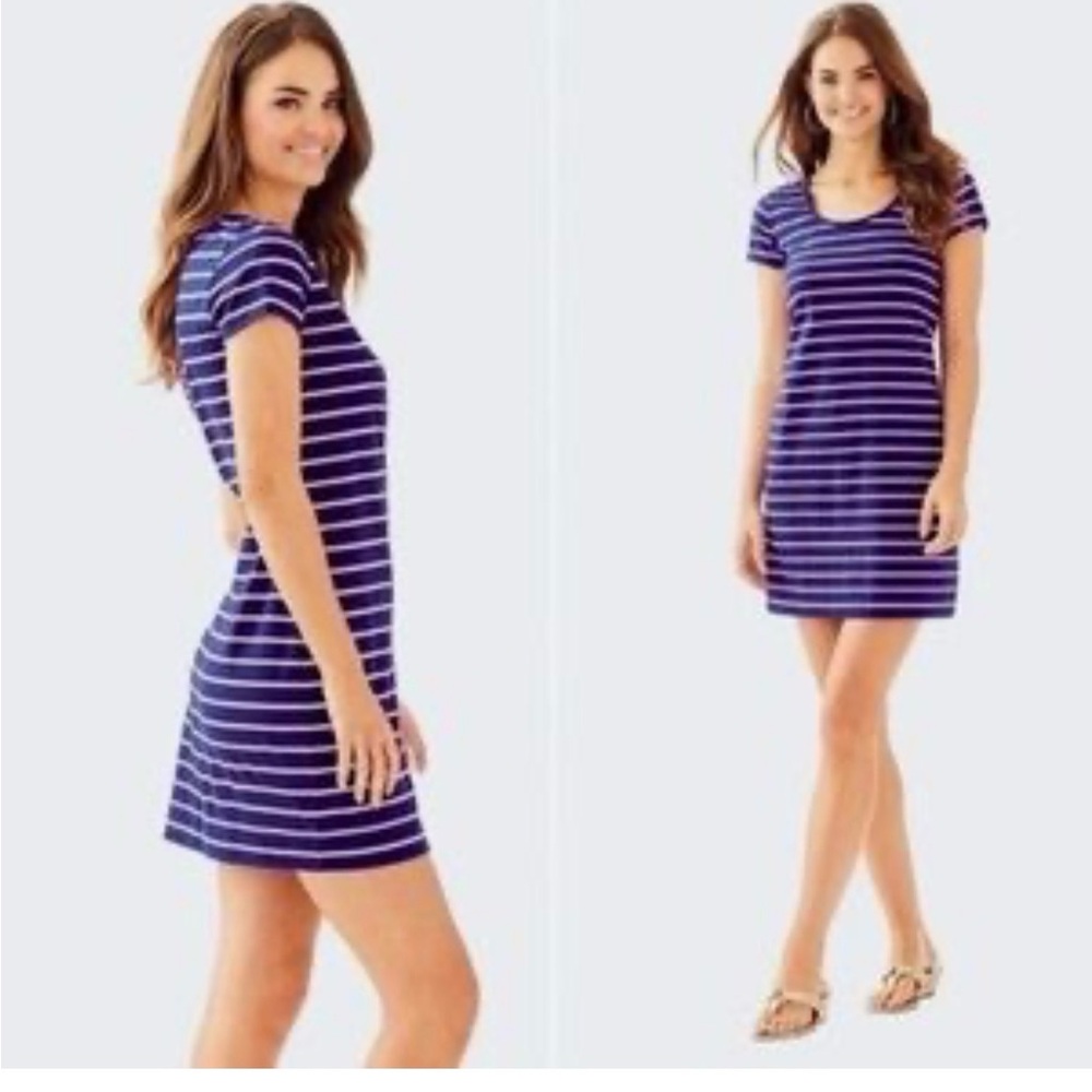 Lilly Pulitzer Blue and Pink Striped T Shirt Dress Women’s XS